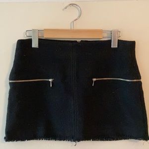 ZARA TRAFALUC WOOL MINI SKIRT WITH ZIP POCKET
